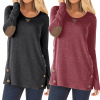 Amazon AliExpress eBay Europe and America Foreign trade Autumn new pattern T-shirts Long sleeve Button patch decorate Amazon AliExpress eBay Europe and America Foreign trade Autumn new pattern T-shirts Long sleeve Button patch decorate