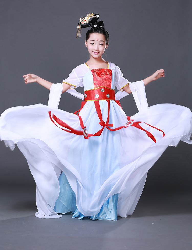 新款飞天舞蹈服水袖舞台服儿童嫦娥古装服装仙女飘逸古典演出服
