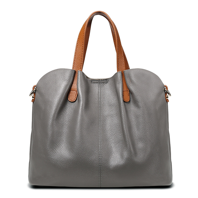 2022 New Genuine Leather Ladies' Bags Fashion Color Contrast First Layer Cowhide Mother Bag Big Bag Shoulder Crossbady Handbag Women