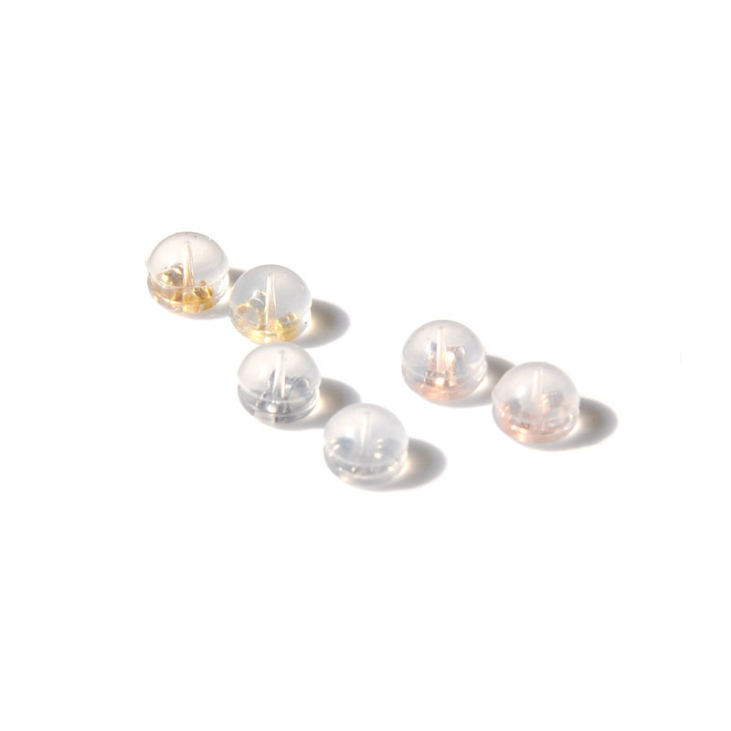 Silver Silicone Ear Stud Plug Plastic G18k Gold Transparent Coated Glue Earplug DIY Earrings Ornament Accessories Lot