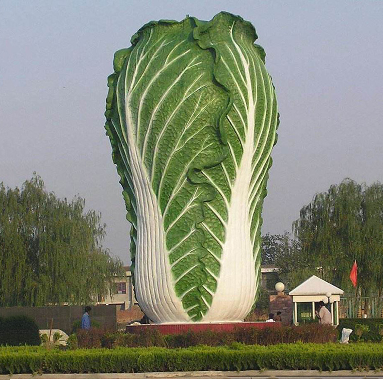 现货直销 玻璃钢白菜雕塑 室外大型树脂蔬菜蔬果景观摆件定制