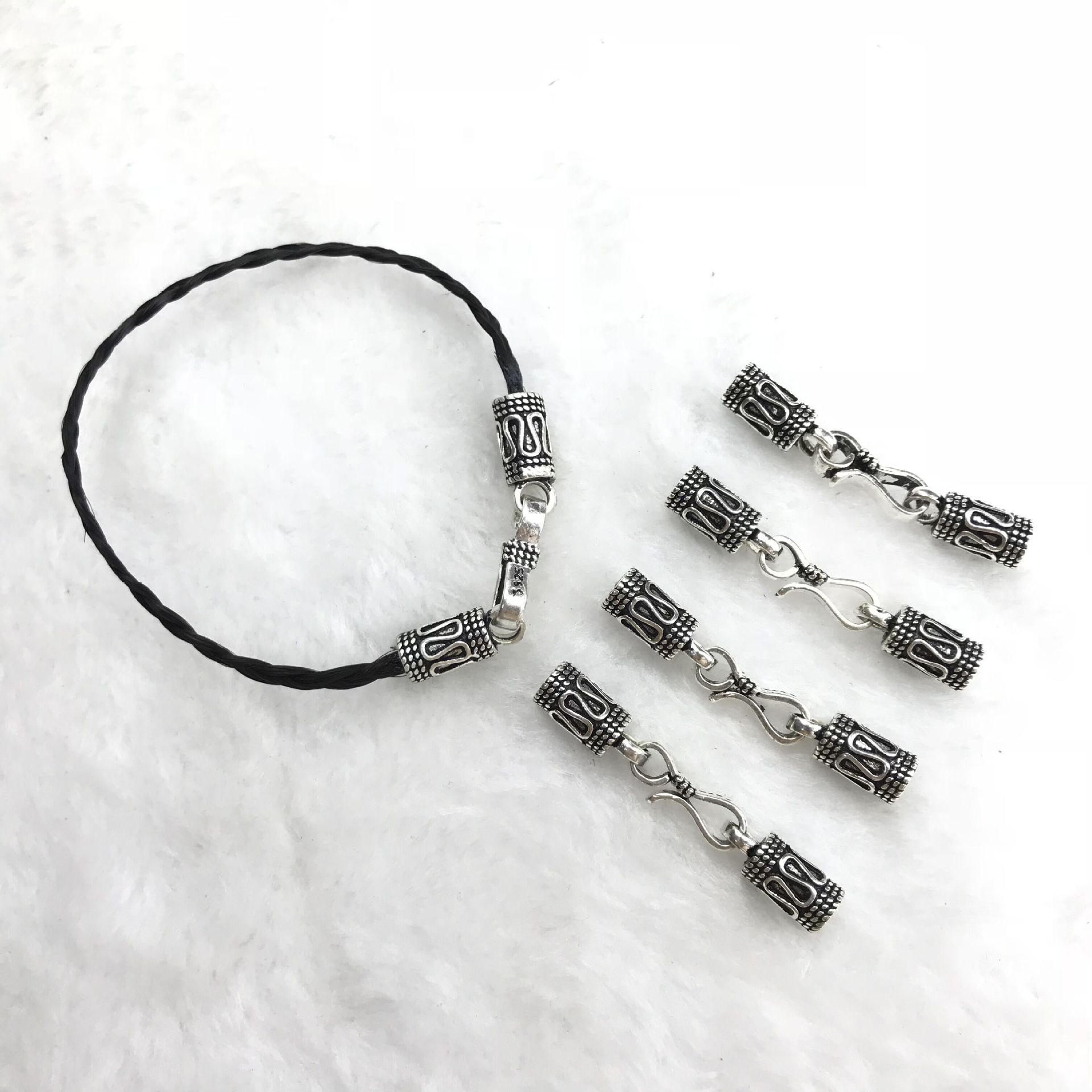 925纯银扣子抖音编织手链diy配件红绳锁扣头发手工搭扣接头防过敏