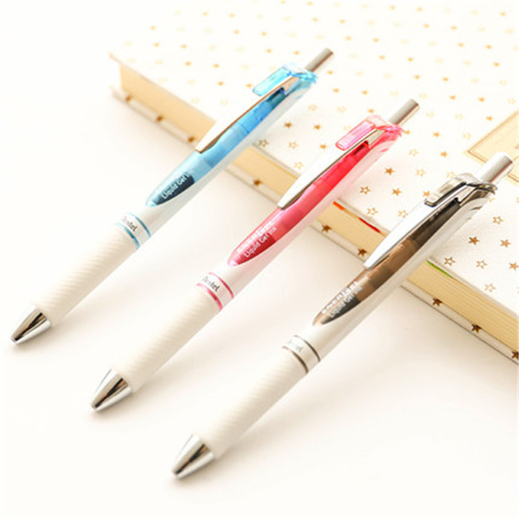 日本pentel派通bln75中性笔顺滑速干考试水笔按动签字笔0.5透明杆