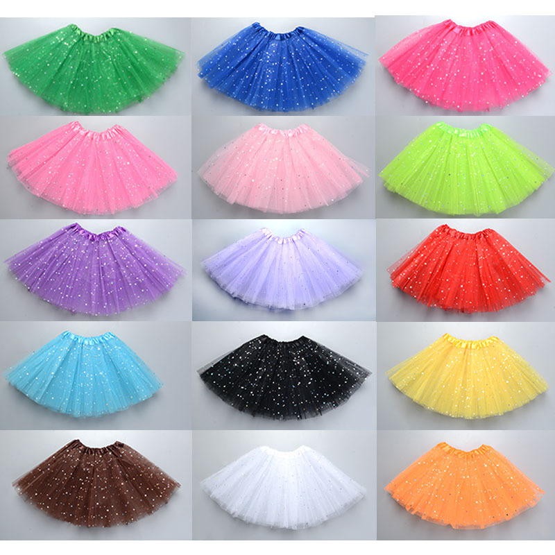 Children's Pettiskirt Tutu Skirt Princess Sequined Three-Layer 6-Piece Mesh Skirt Tutu Gauze Skirt Tutu Children