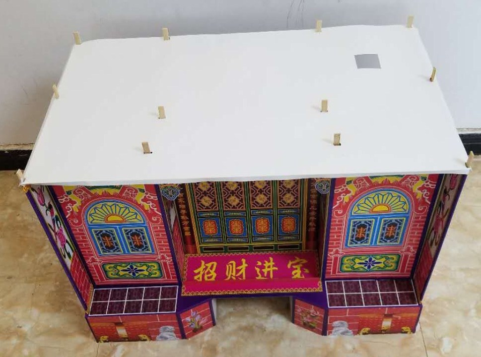 80型竹架灵房竹片灵屋冥房冥屋天堂折叠别墅殡葬用品祭祀用品