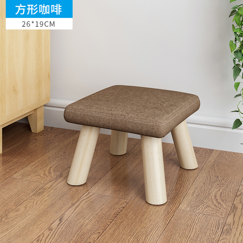 Fashion Door Mushroom Stool Creative Small Bench Low Stool Solid Wood Home Living Room Fabric Craft Small Stool round Stool Sofa Stool