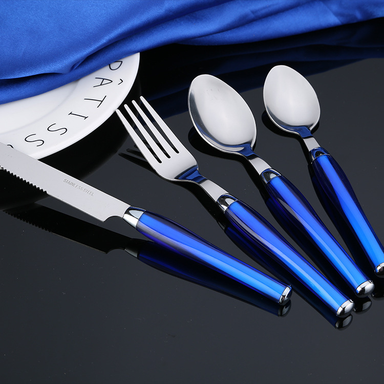 24Pc Stainless Steel Tableware Set Western Food Knife and Fork Spoon Kit Outdoor Portable Tableware Gift