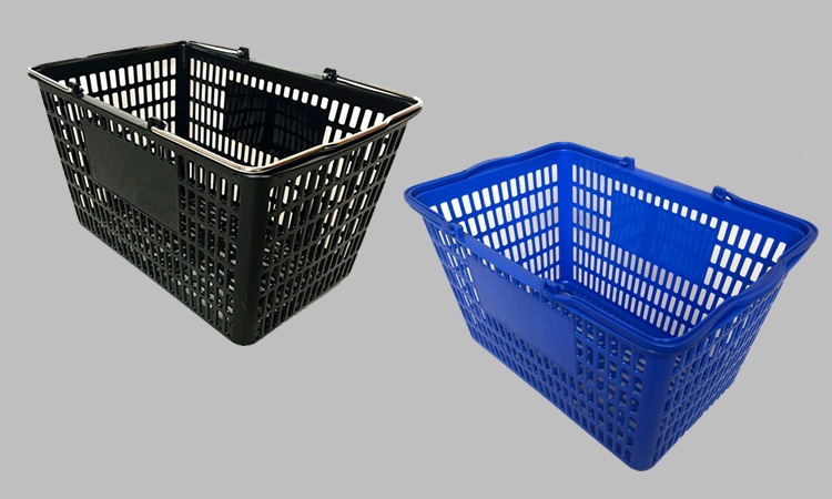 超市手提购物篮黑色塑料筐 超市服装店卖场啤酒筐大号超市购物篮
