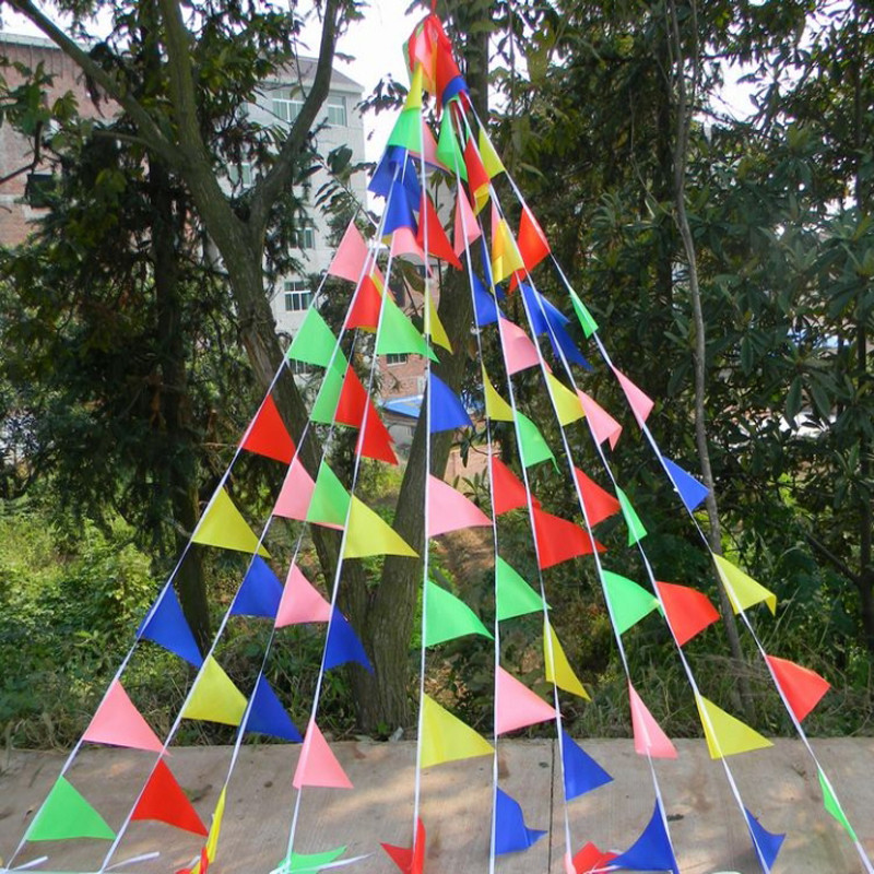 小彩旗三角串旗批发厂家定做户外五彩装饰开业庆典婚礼工地警示旗