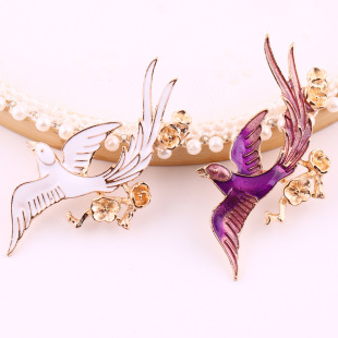 喜鹊飞鸟合金配件 手工制作diy古风头新娘团扇发簪饰品配件