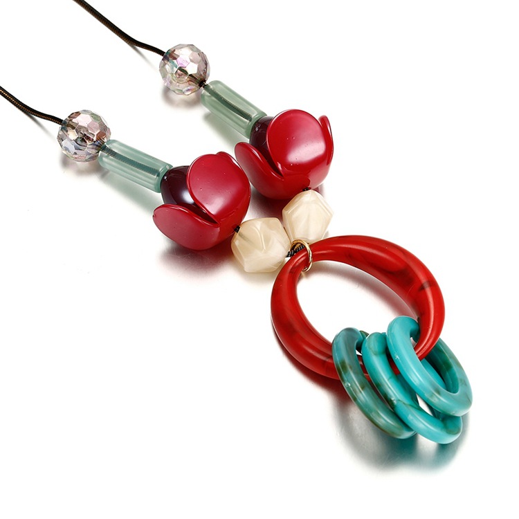 时尚亚克力项链女 圆环吊坠项饰 跨境配饰新品 流行饰品 一件代发