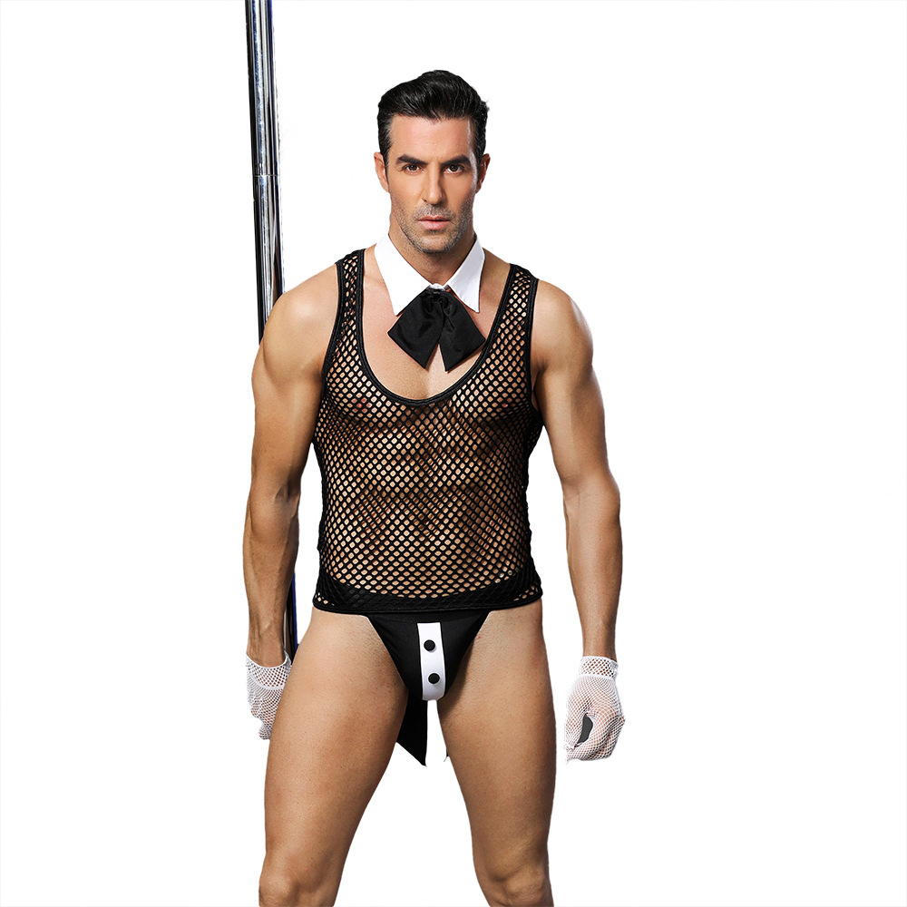 European and American Foreign Trade Sexy Men's Vest Swallowtail Sexy Lingerie Male Servant Role Playing Sexy Uniform 6619