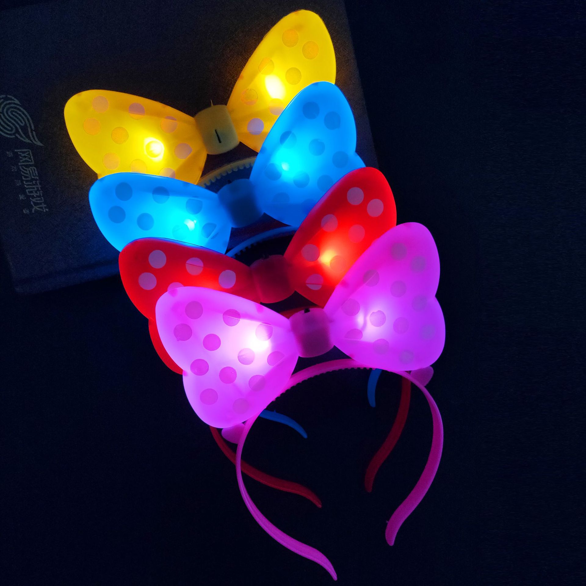 发光头箍闪光韩版蝴蝶结发箍七彩儿童玩具批发led发夹演唱会活动