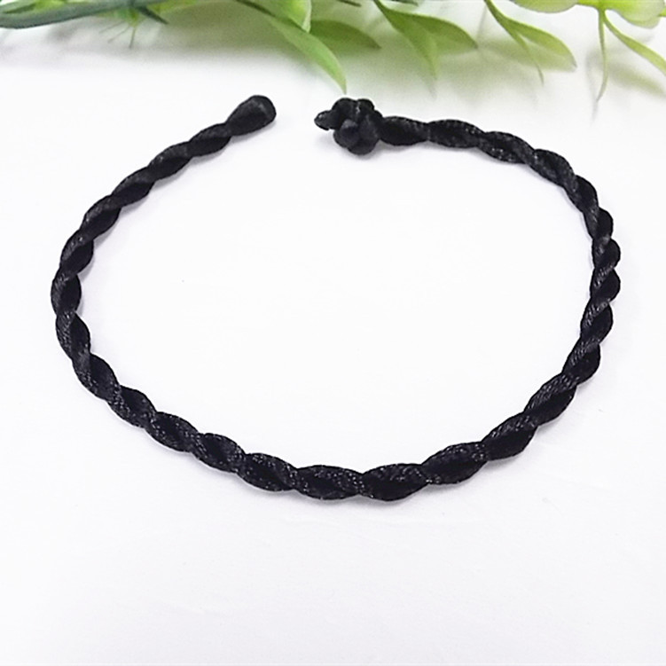 4mm粗款黑绳编织手链批发 黑色光绳手链 本命年开运手绳手链