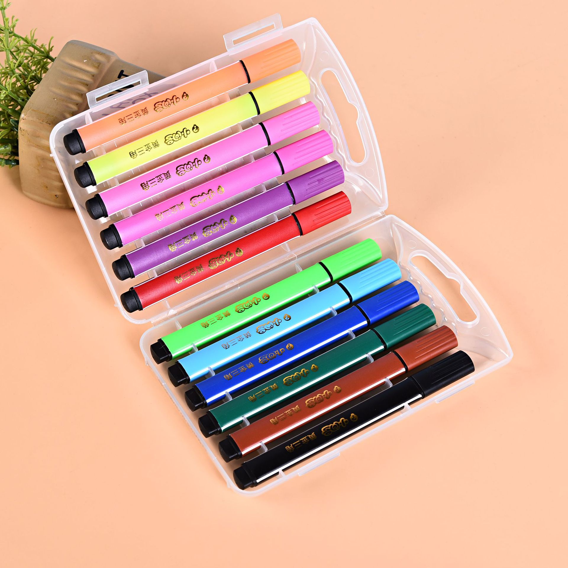 新款可洗彩色笔水彩笔儿童12色绘画水彩笔美术用品批发 厂家供应