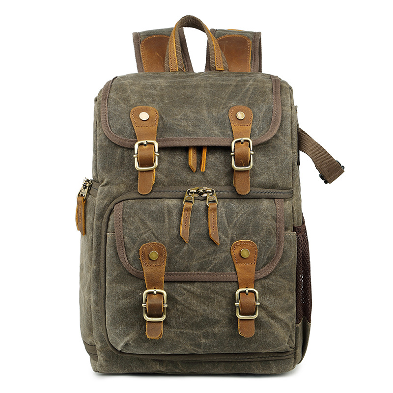 New Photography Bag SLR Digital Backpack Waterproof Large Capacity Wax Dye Canvas Backpack Outdoor Camera Bag