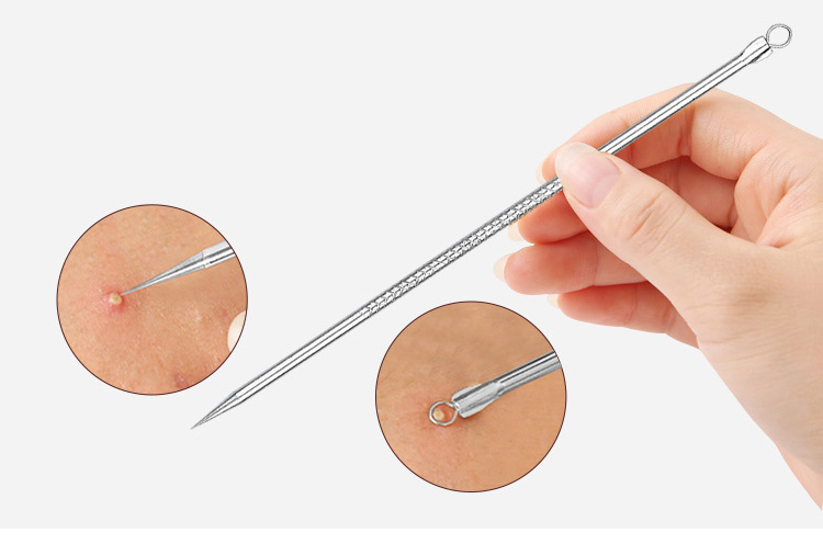 现货不锈钢粉刺针粉刺夹镊子去黑头脂肪粒暗疮美容针工具套装