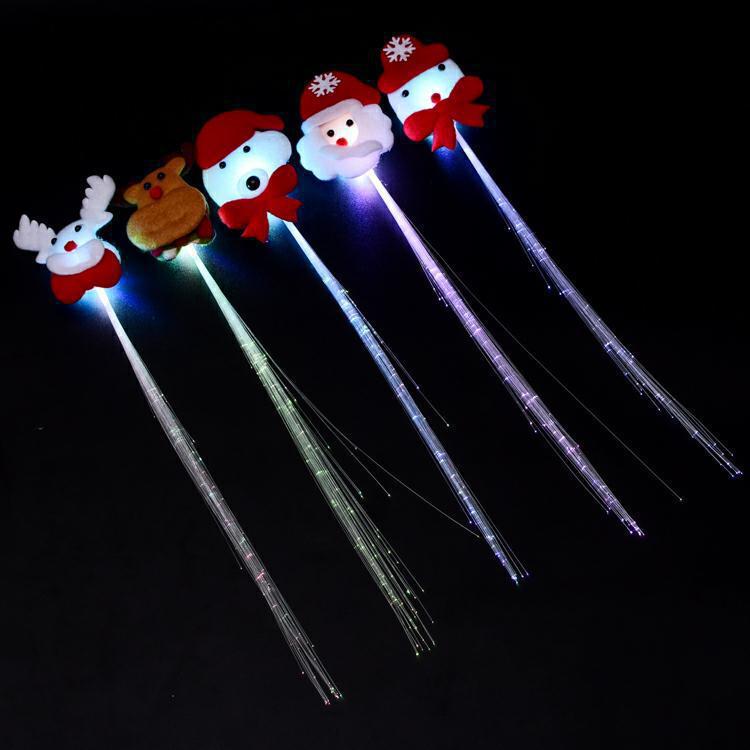 Colorful Flash Butterfly Braid LED Fiber Optic Silk Headdress Shining Braid Christmas Toys Snowman Elk