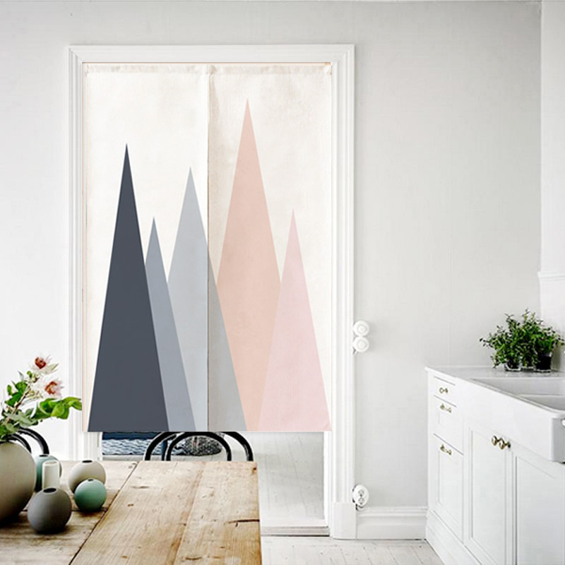 创意大理石棉麻布艺门帘客厅隔断帘玄关家用装饰布帘挂帘厨房窗帘