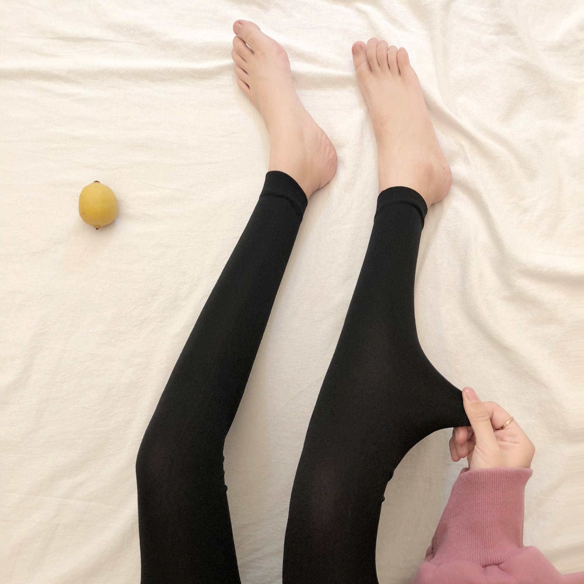 韩国纯色百搭加绒连脚打底丝袜显瘦美腿踩脚裤袜长袜