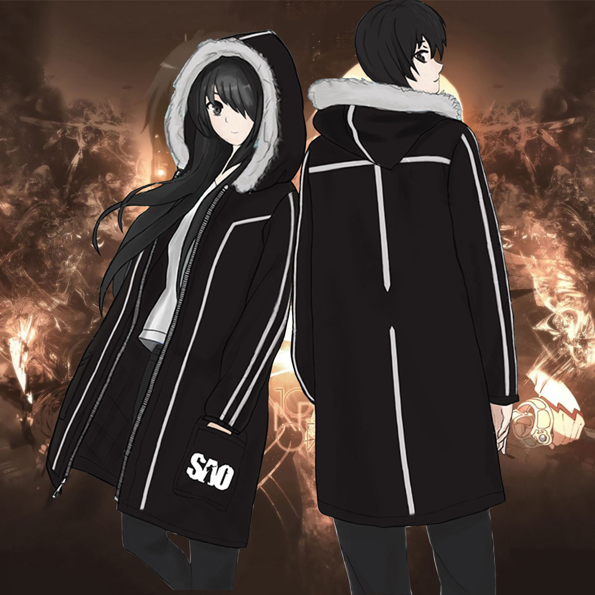 刀剑的神域桐人风衣二次元动漫周边 服加棉厚秋冬大衣外套中长