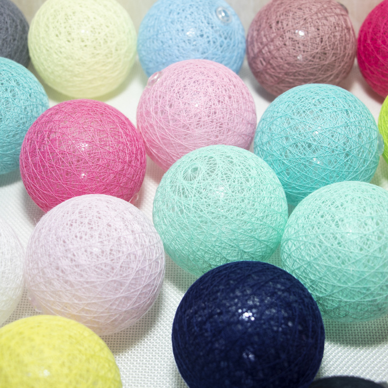6cm棉线球塑料配件灯串led插件儿童房派对婚礼装饰灯棉球灯彩色