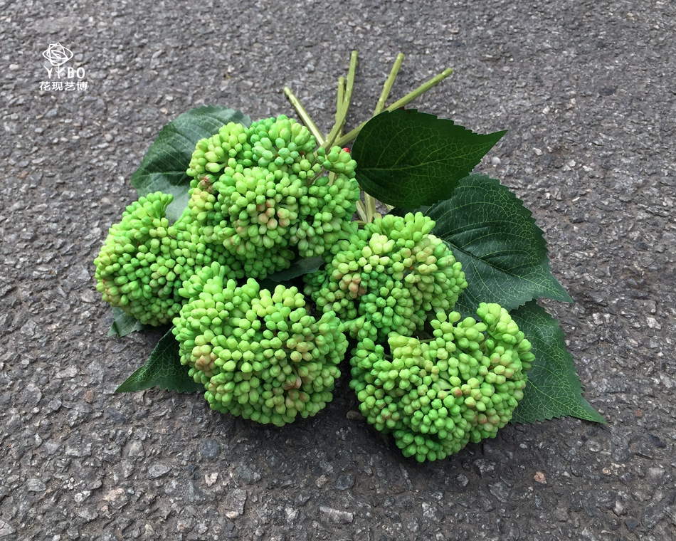 仿真多肉植物 软胶绣球果 7色可选 手感软胶米仔果 手捧插花配材
