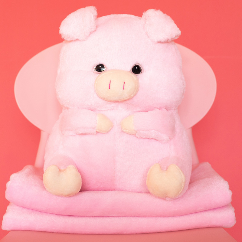 ins新品彩虹猪手捂三合一抱枕靠枕 儿童女生毛绒玩具收藏家居礼物