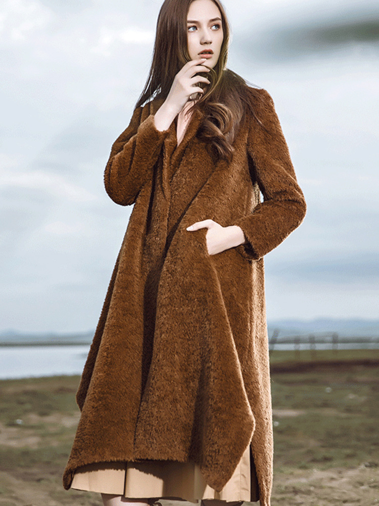 苏力羊驼绒阿尔巴卡大衣女装秋冬毛呢外套时装面料现货供应