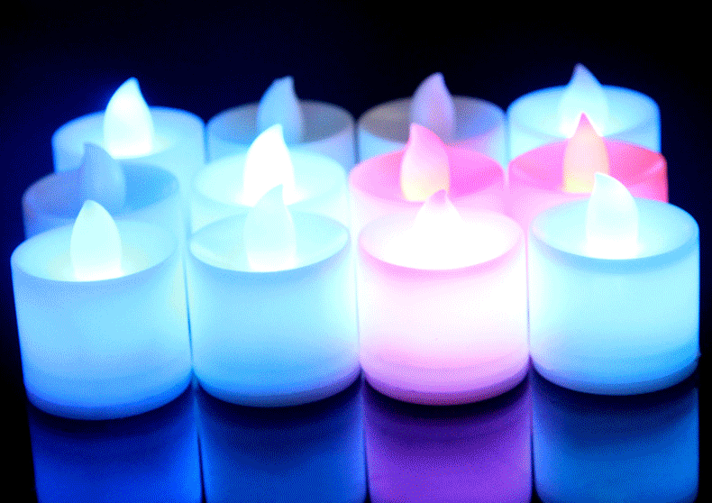 led发光蜡烛灯电子仿真蜡烛节日欢庆创意七彩发光小夜