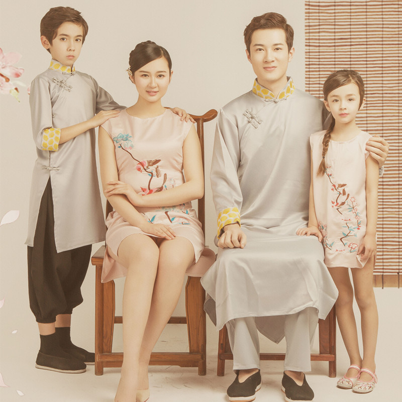 影楼儿童摄影中国风古装一家四口全家福拍照亲子装艺术照写真服装