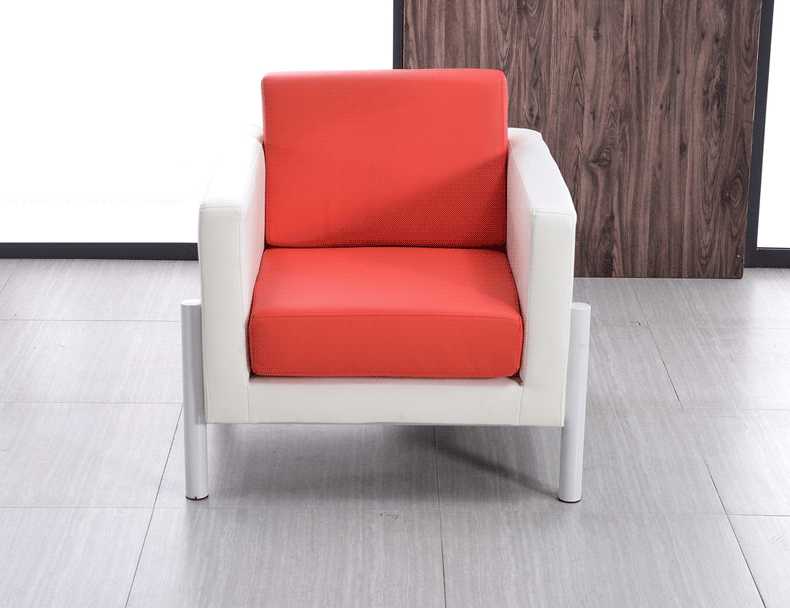 皮艺办公沙发茶几组合现代时尚商务简约办公室家具三人位沙发