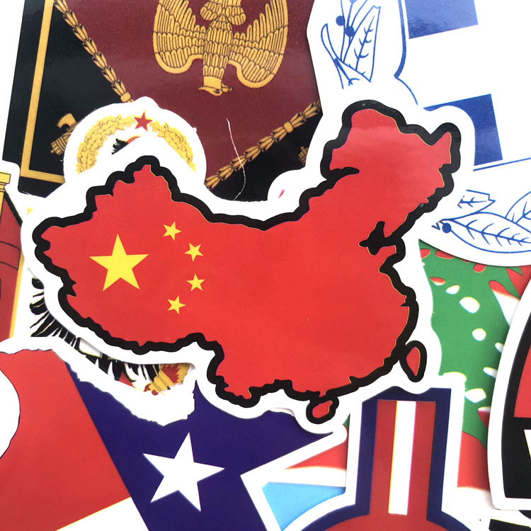 52张/包地图国旗不重复涂鸦贴行李拉杆箱笔记文具创意个性防水贴