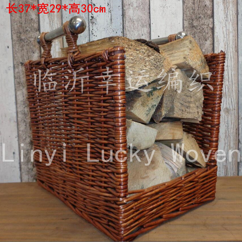 Lucky Woven High Quality Willow Woven Large Firewood Basket Willow Woven Firewood Storage Basket Factory Exclusive Supply
