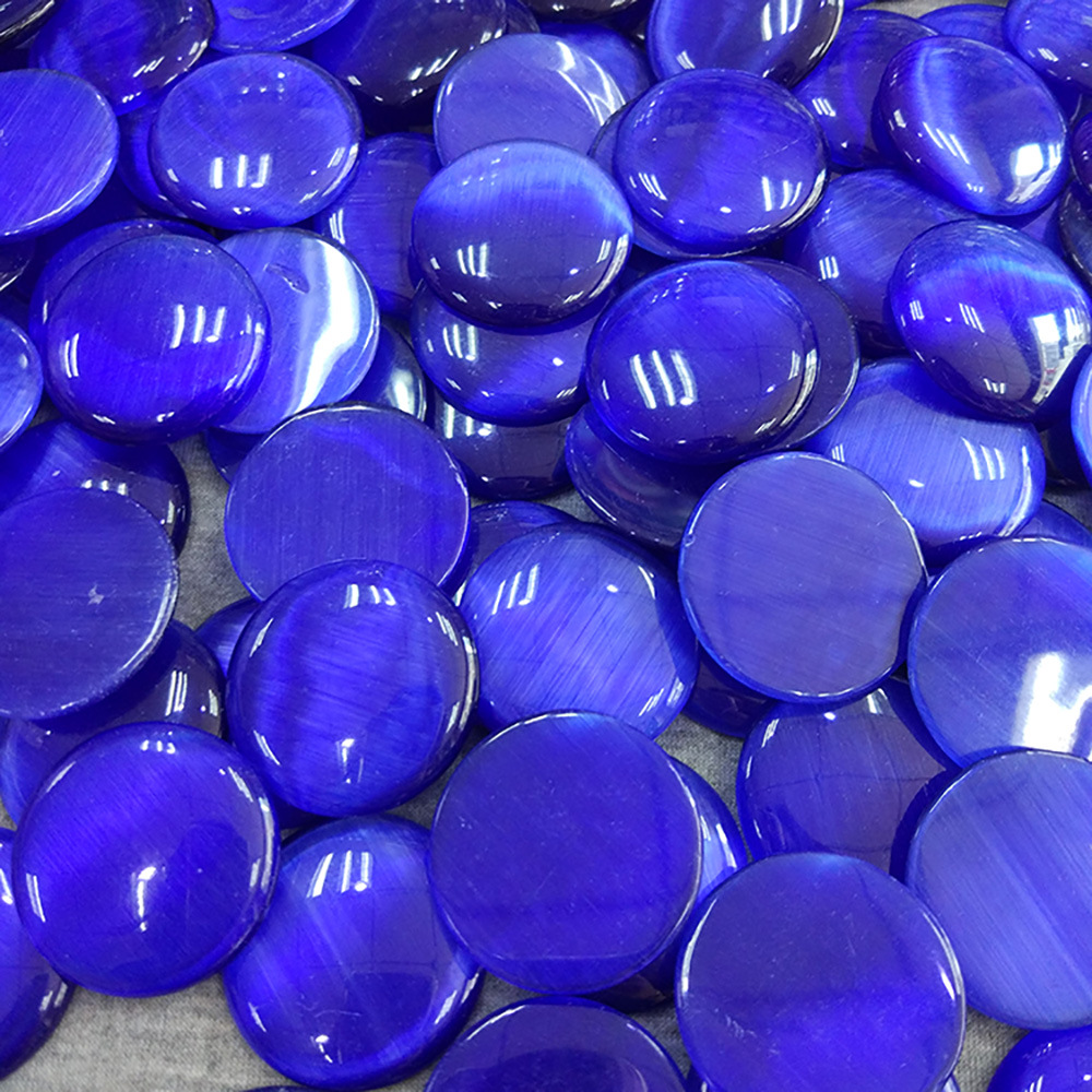 宝蓝色30mm猫眼石戒面平底弧面 饰品吊坠裸石 毛衣链鞋面镶石