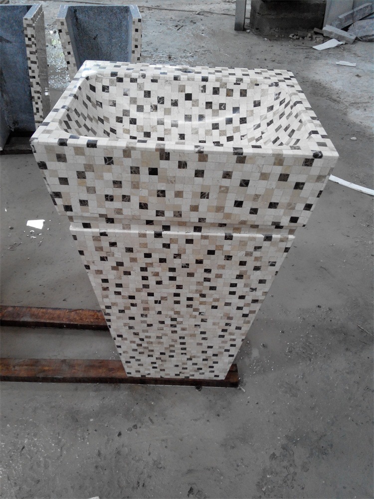 供应大理石马赛克立柱盆 大理石马赛克柱子盘 马赛克洗手盆