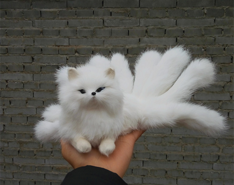 cos九尾狐 仿真狐狸摆件动物白狐 9尾狐 情人节白狐仙