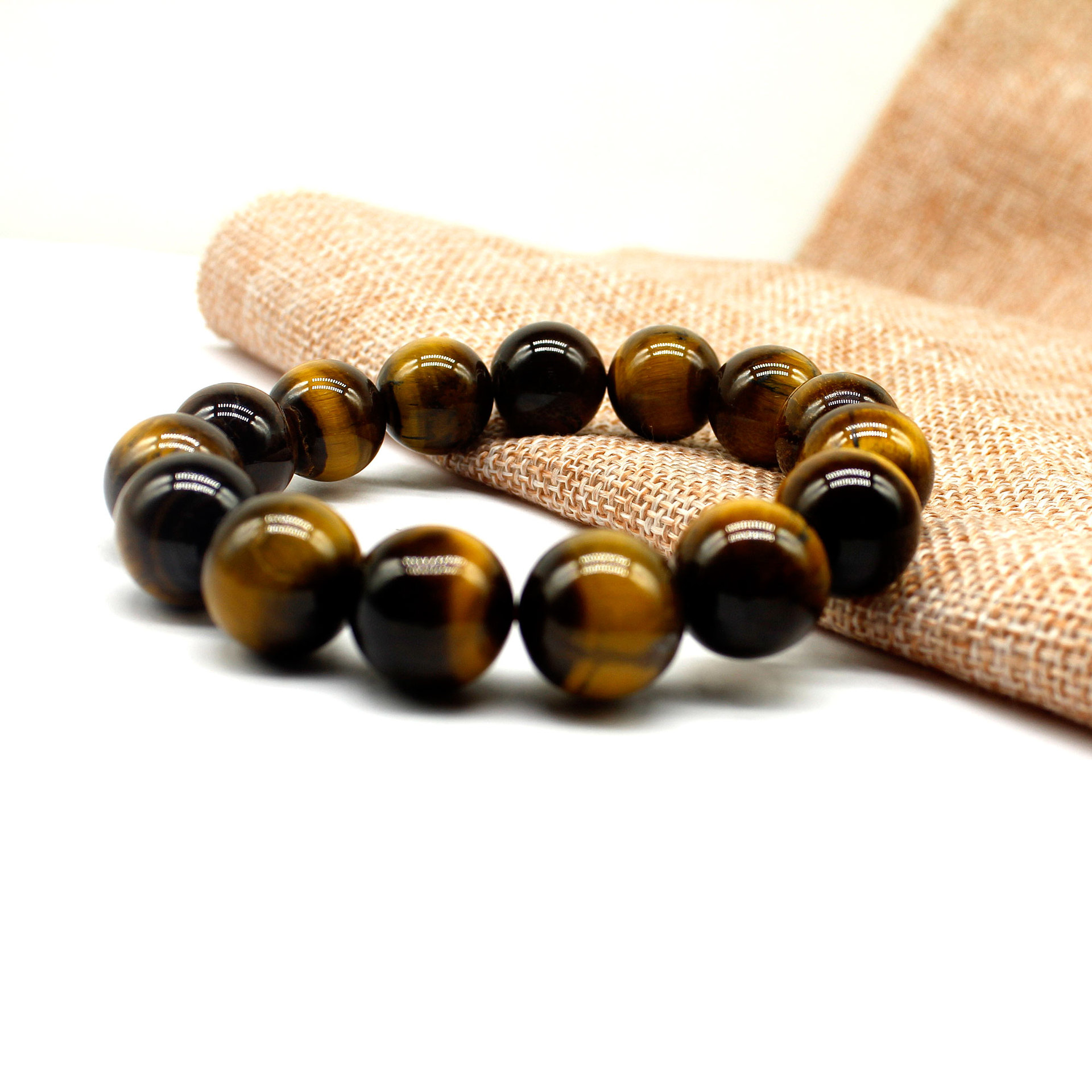 天然黄虎眼石手链线眼效果强睛石手链 黄虎眼石单圈手串 水晶时尚