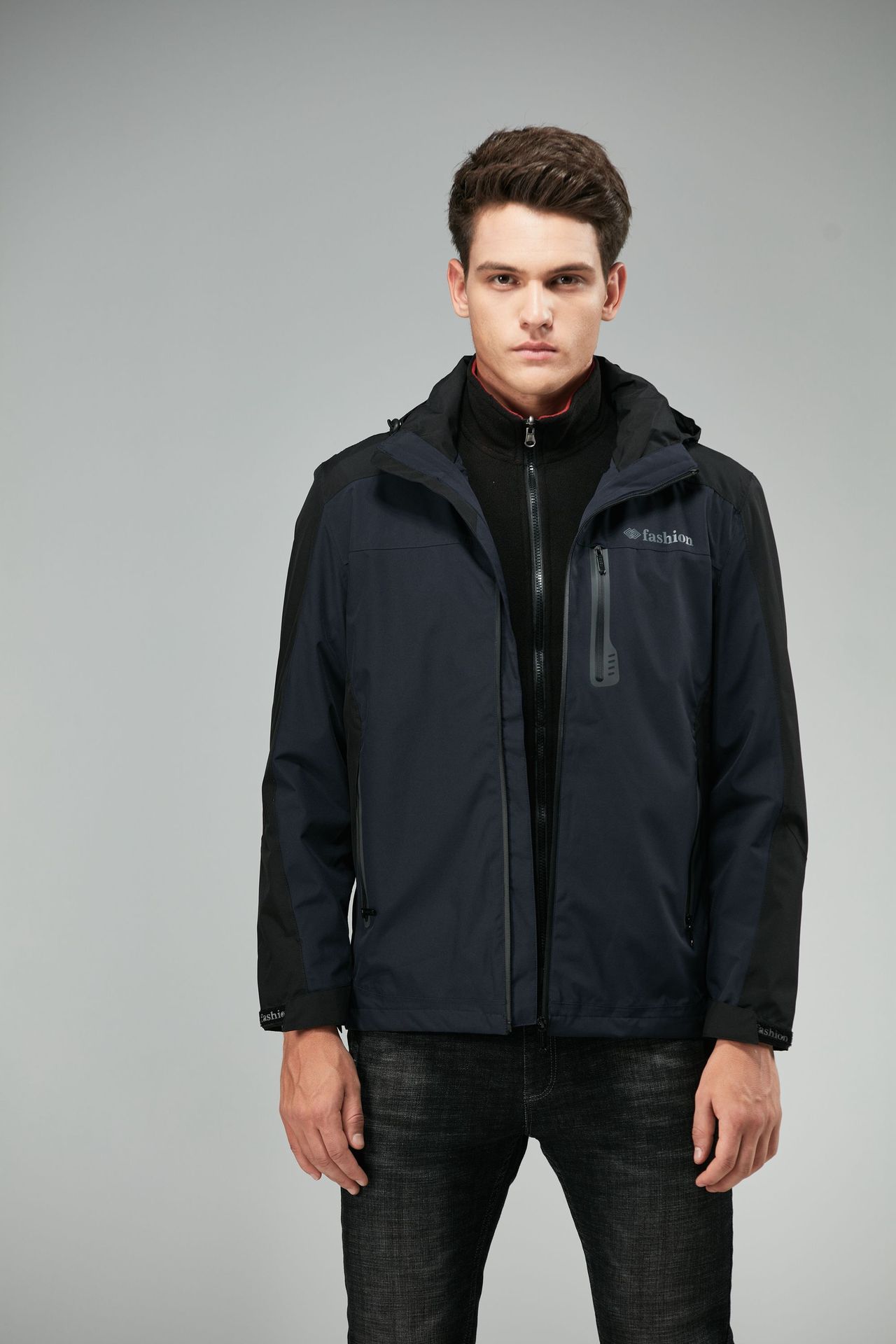 58162战地吉圃三合一冲锋衣男大码保暖休闲防水可拆卸二件套男装