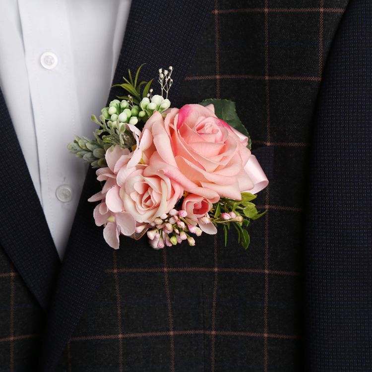 高档胸花保湿玫瑰会议贵宾专用礼仪胸花 批发结婚礼胸花商务襟花