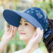 韩版夏天女士防晒防紫外线遮阳帽可折叠户外大檐帽百搭印花女帽子