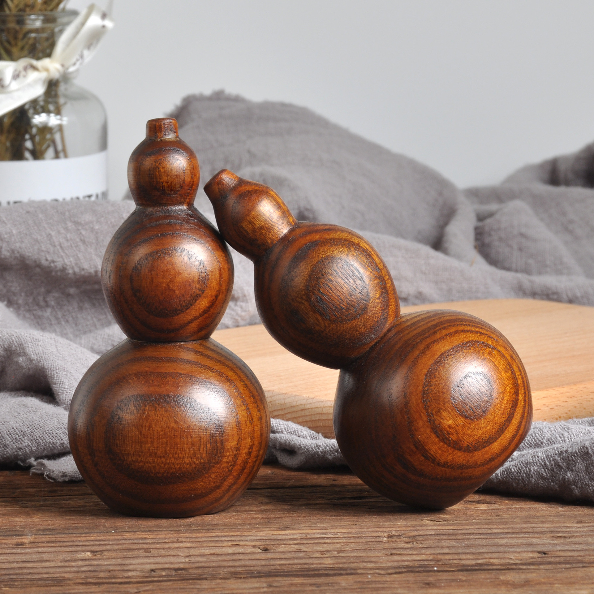 日式zakka实木葫芦牙签筒 创意牙签罐 牙签盒 精美特色木制工艺品