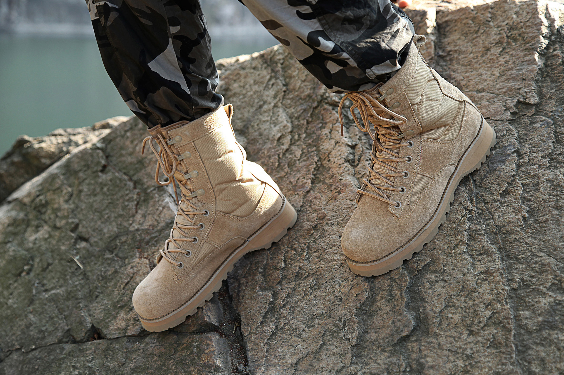 春夏透气 作战靴男高帮靴男陆战靴战术靴子