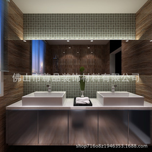 尊品 水晶电镀玻璃马赛克背景墙贴 金色长条ktv马赛克玻璃瓷砖