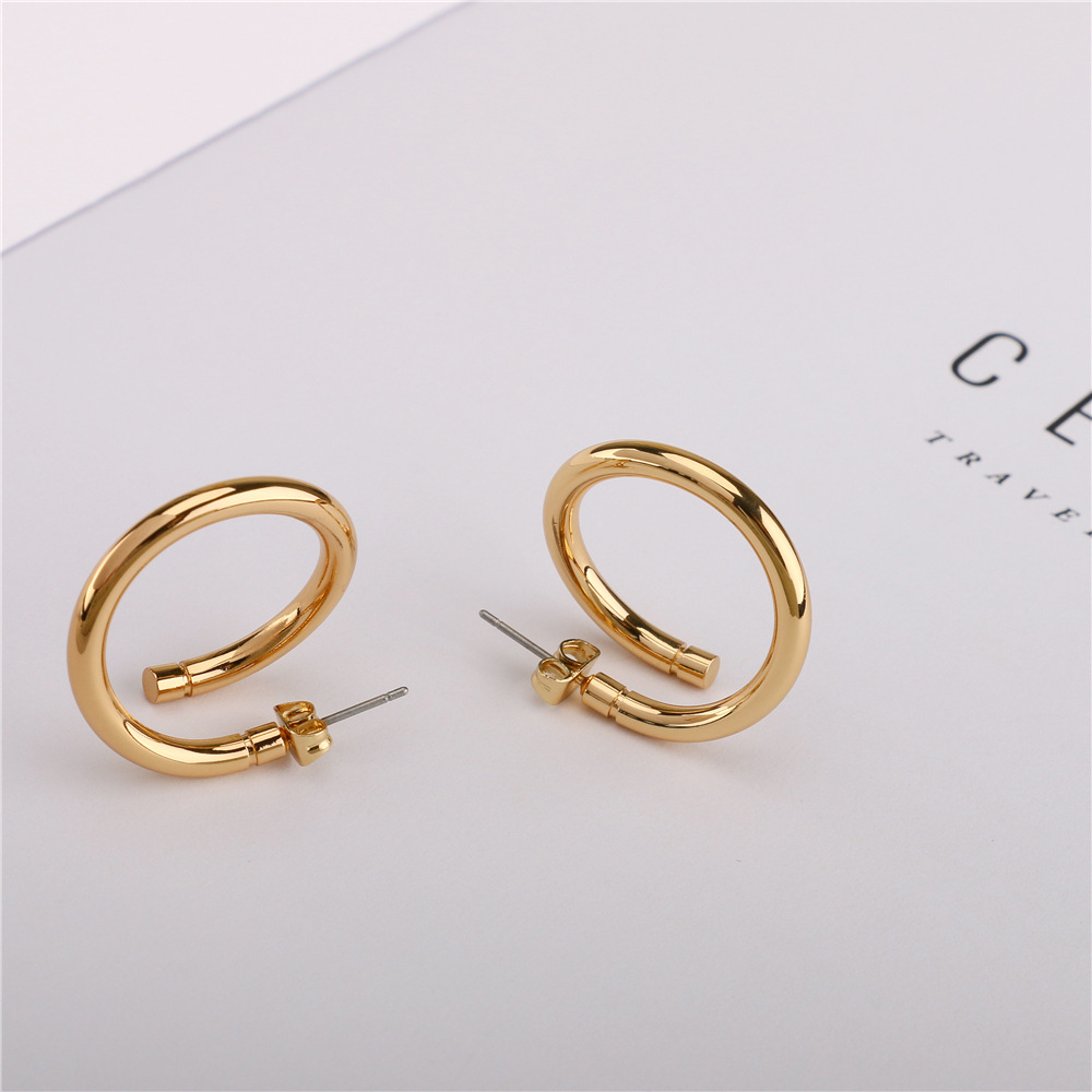 创意风格金属铜耳钉 日韩ins抖音热卖潮人扭曲圈圈耳环新款耳饰