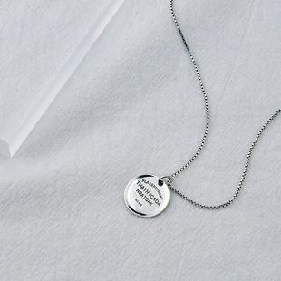 银瑞泰s925纯银英文字母圆牌项链吊牌女韩版锁骨链项坠银饰品批发