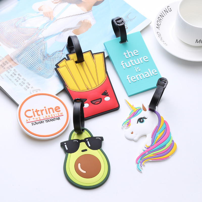 Cartoon Soft Rubber Tag PVC Luggage Tag Rubber Silicone Card Set Factory Wholesale