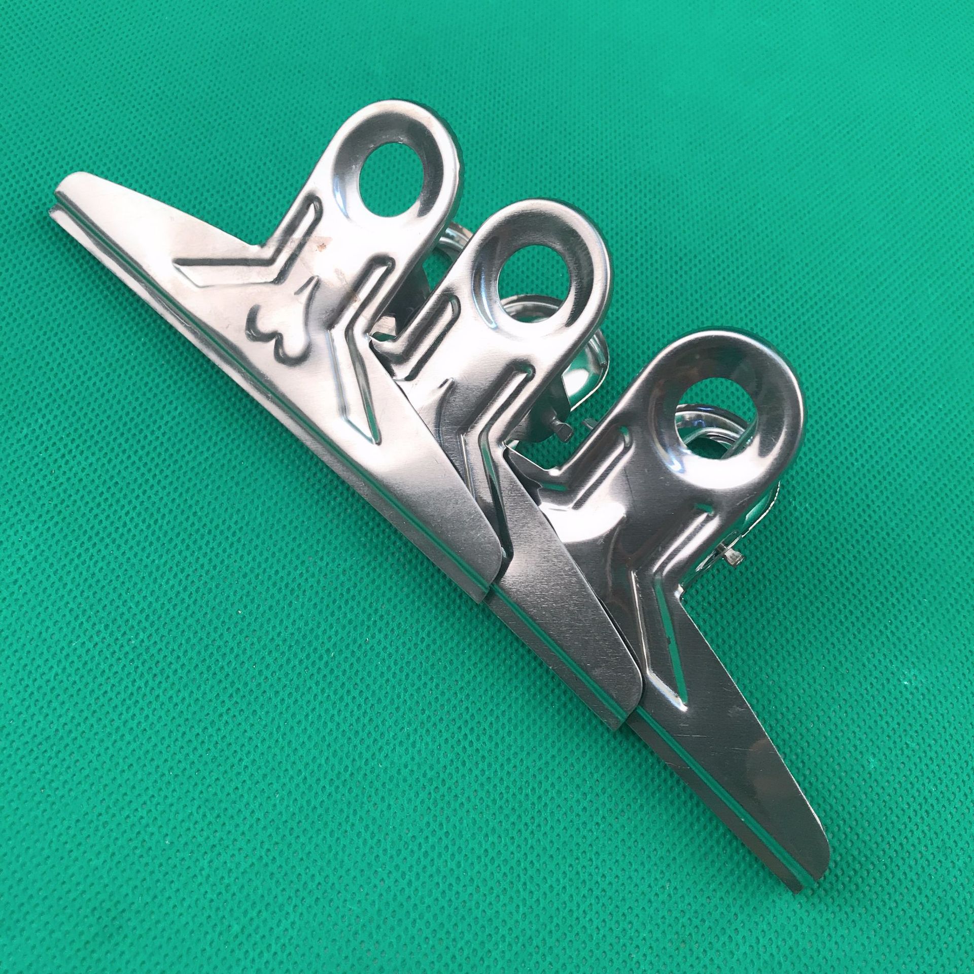 圆头3个装书夹子票据书夹子五金文件夹不锈钢铁夹子地摊货源批发