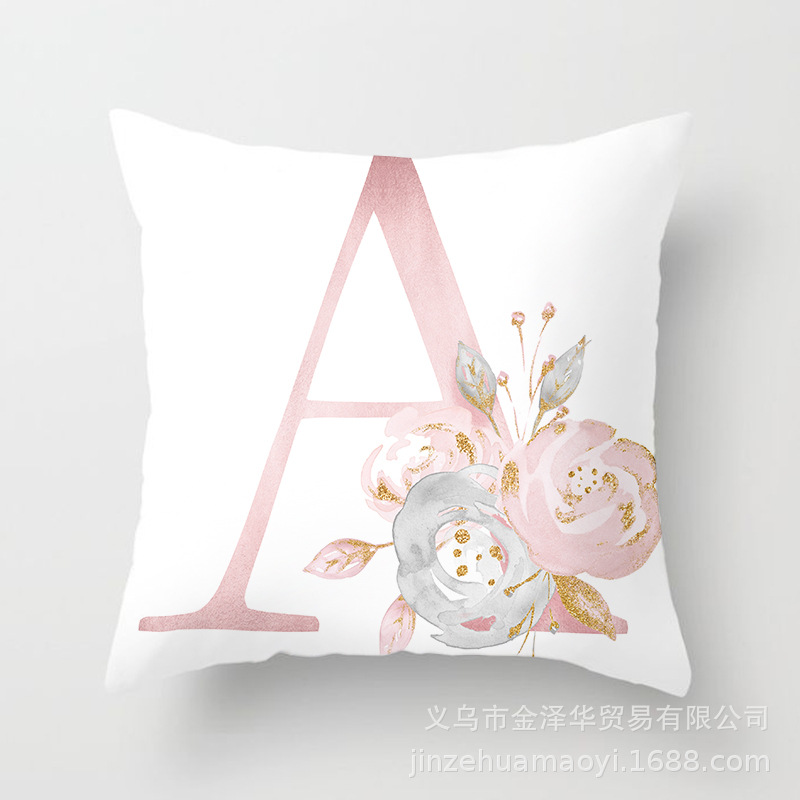 Cross-Border Pink Letters Sofa Pillow Cases Ins Nordic Style Throw Pillowcase Peach Skin Fabric Cushion Cover Shopee Home