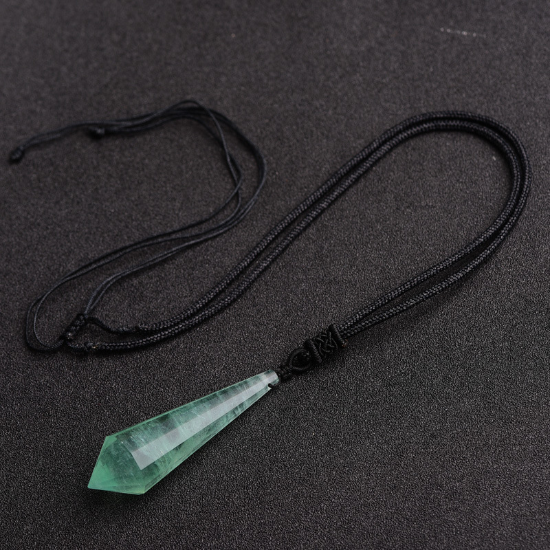 天然萤石灵摆挂坠 修灵原矿彩萤石灵摆师吊坠 蓝紫红绿萤石项坠